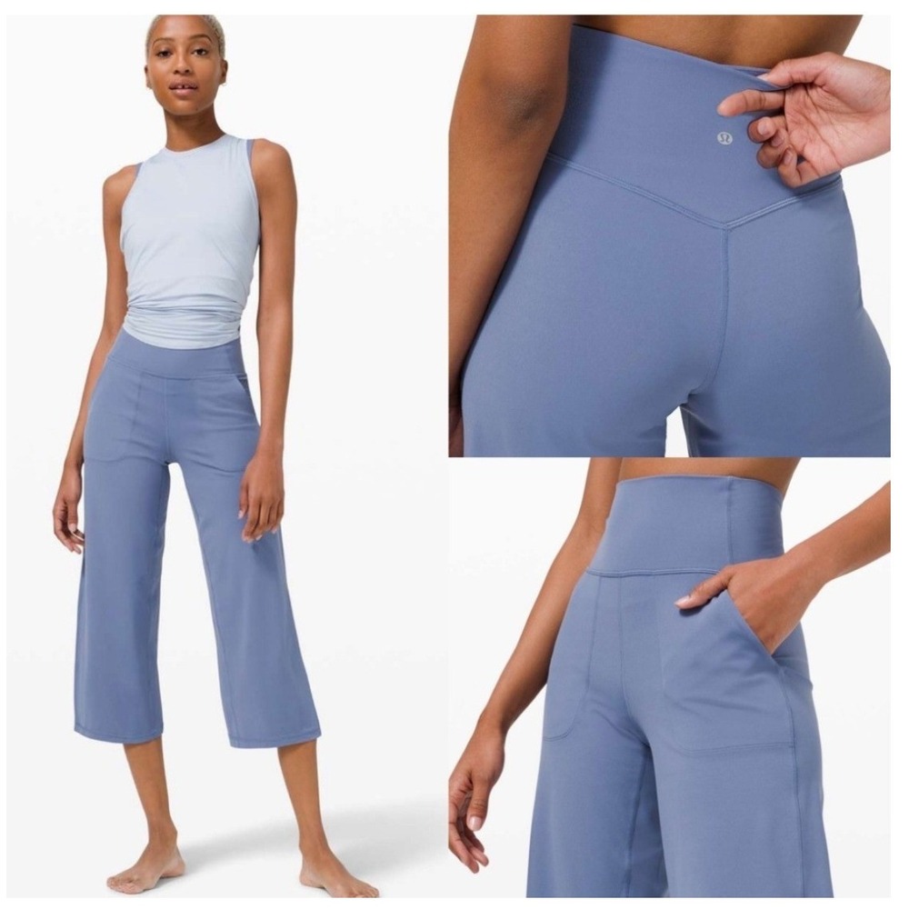 Lululemon Align High Rise Wide Leg Crop Pants 23" Light Blue Nulu Sz 10 Yoga